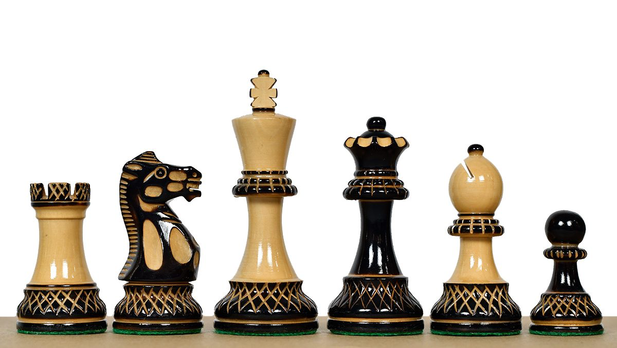 Luxury Parker Staunton Series Burnt Boxwood Chess Pieces – 3.9″ King My Chess Sets