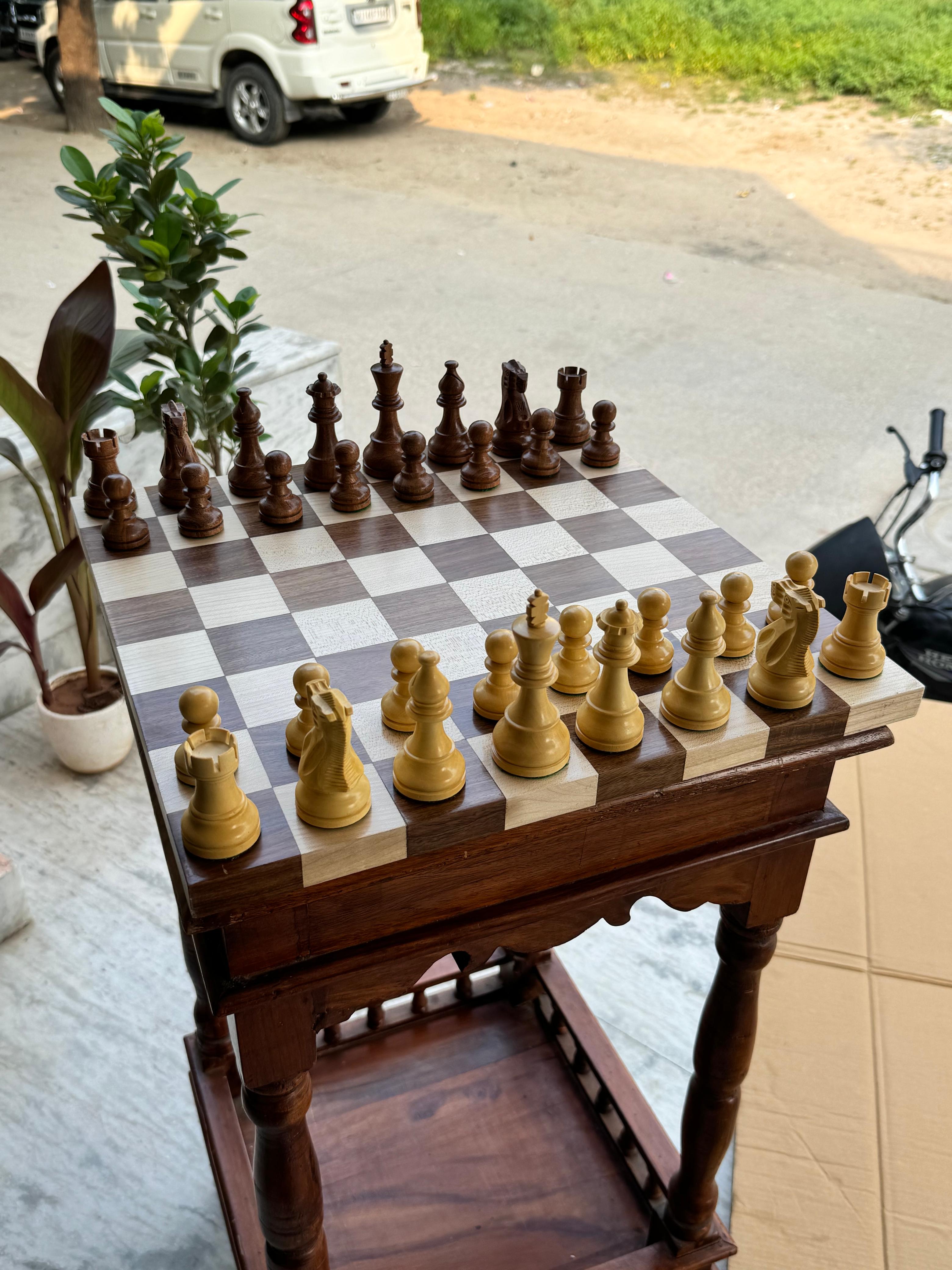 Hand Crafted Wooden Chess Table