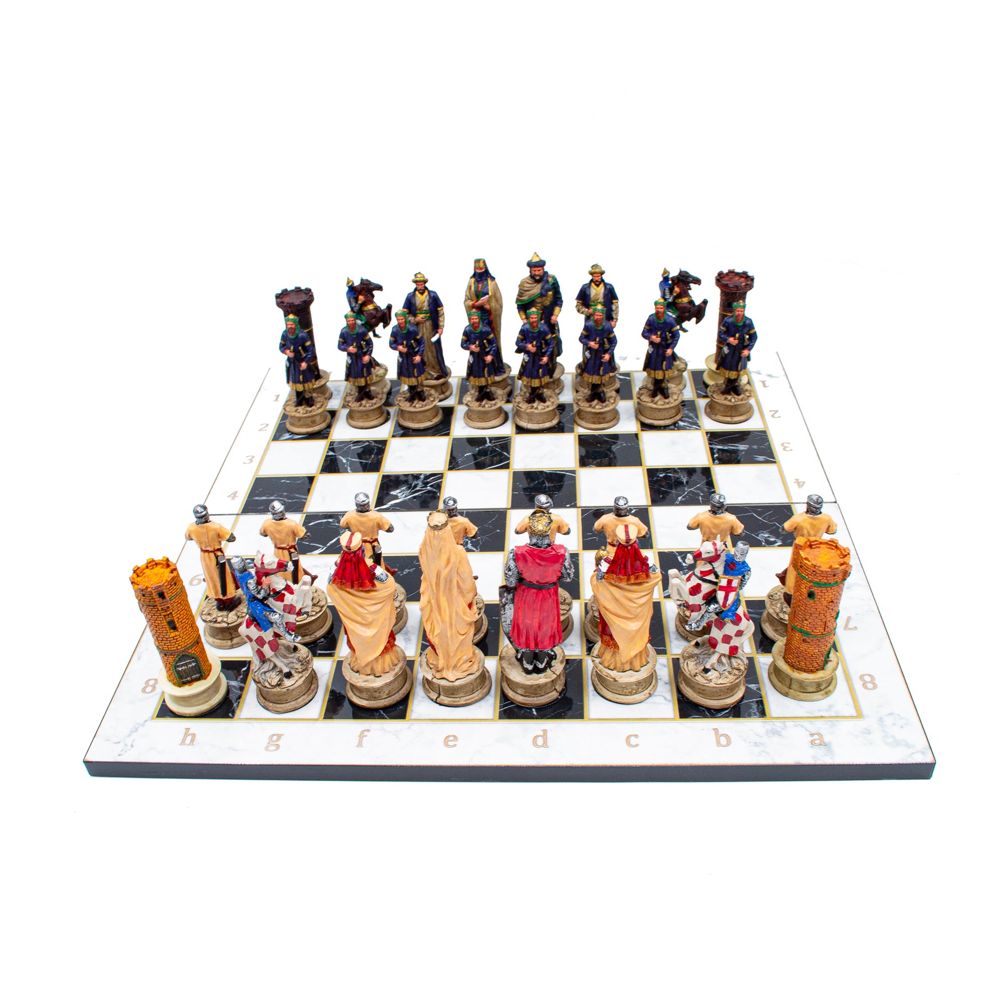 Ottoman and Crusaders hand painted themed chess set with foldable chess board - My Chess Sets