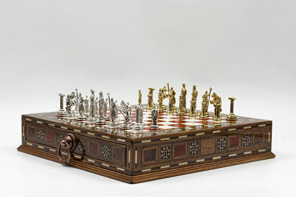 Roman Soldiers Themed Army Luxury Chess Set With Storage Units (4 Chess Board Colors)