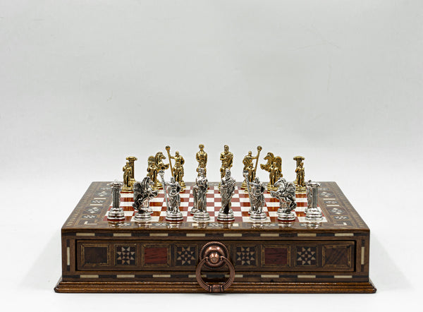 Roman Soldiers Themed Army Luxury Chess Set With Storage Units (4 Chess Board Colors)