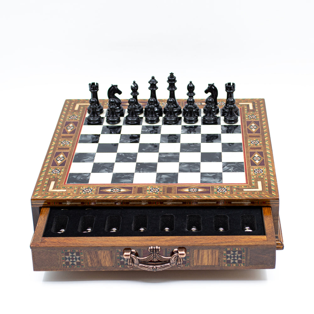 Luxury wooden chess set with storage units (Black / Gold)My Chess Sets
