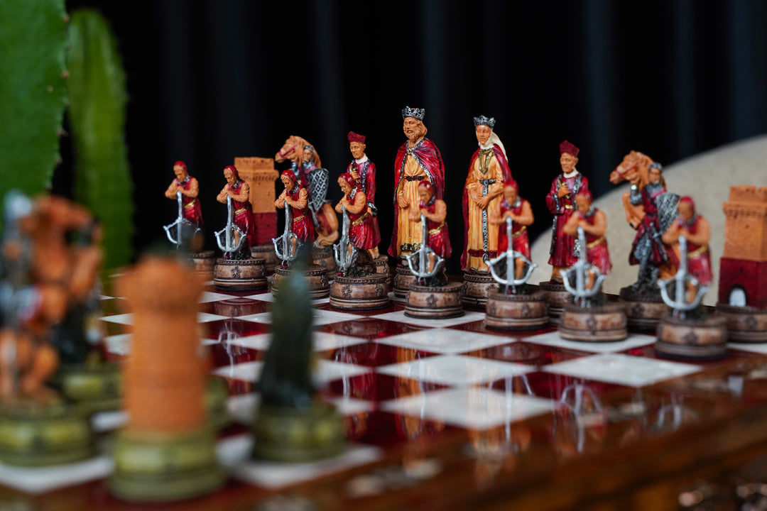 Luxury Wooden Camelot Themed Chess Set With Storae Units