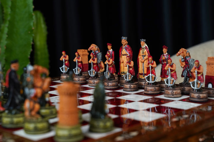 Luxury Wooden Camelot Themed Chess Set With Storae Units