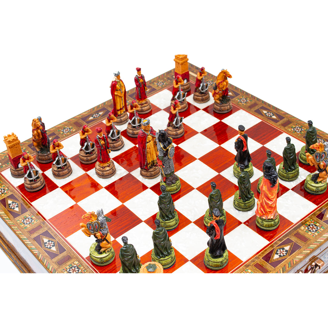 Luxury Wooden Camelot Themed Chess Set With Storae Units