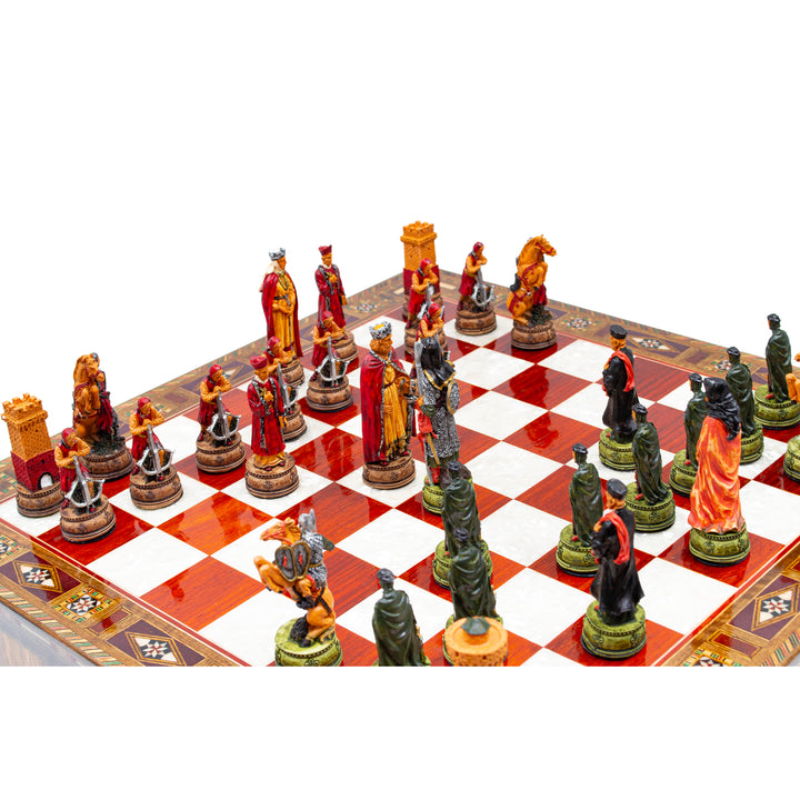 Luxury Wooden Camelot Themed Chess Set With Storae Units