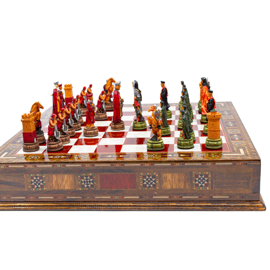 Luxury Wooden Camelot Themed Chess Set With Storae Units