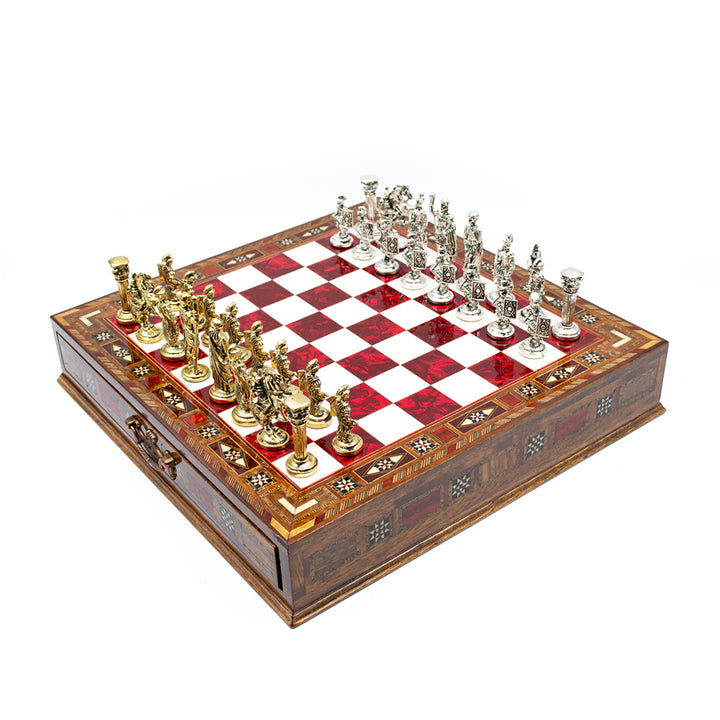 Roman’s Era Themed Luxurious Chess Set With Storage UnitsMy Chess Sets