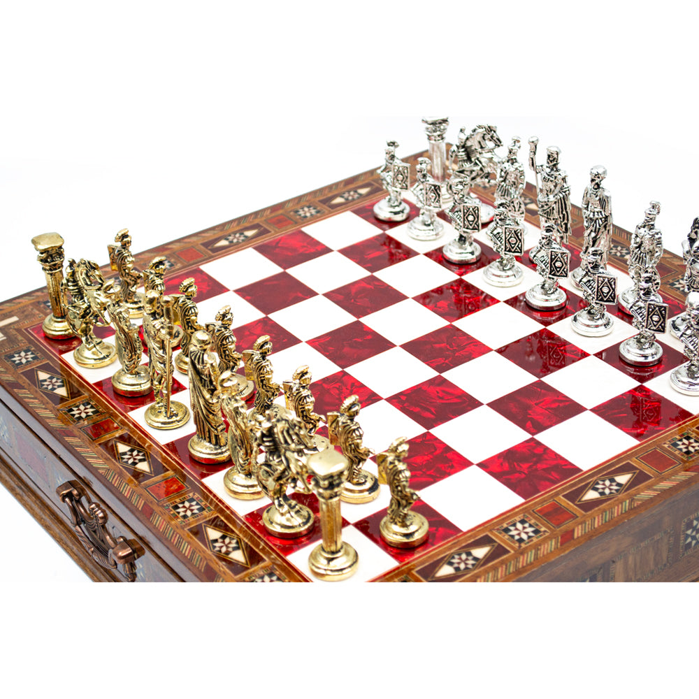 Roman’s Era Themed Luxurious Chess Set With Storage UnitsMy Chess Sets