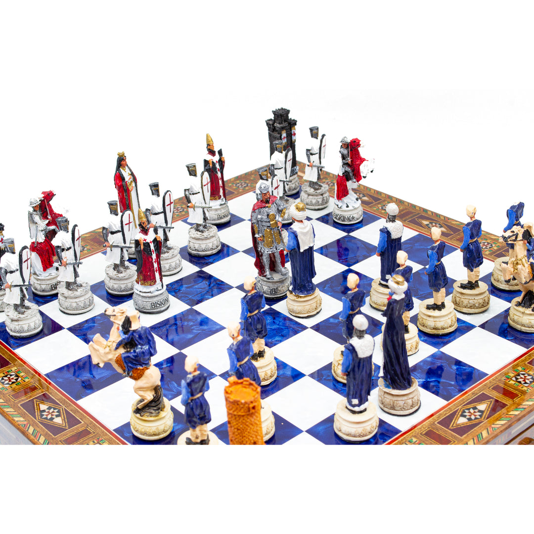 Crusaders & Ottoman Hand Painted Themed Chess Set With Drawer