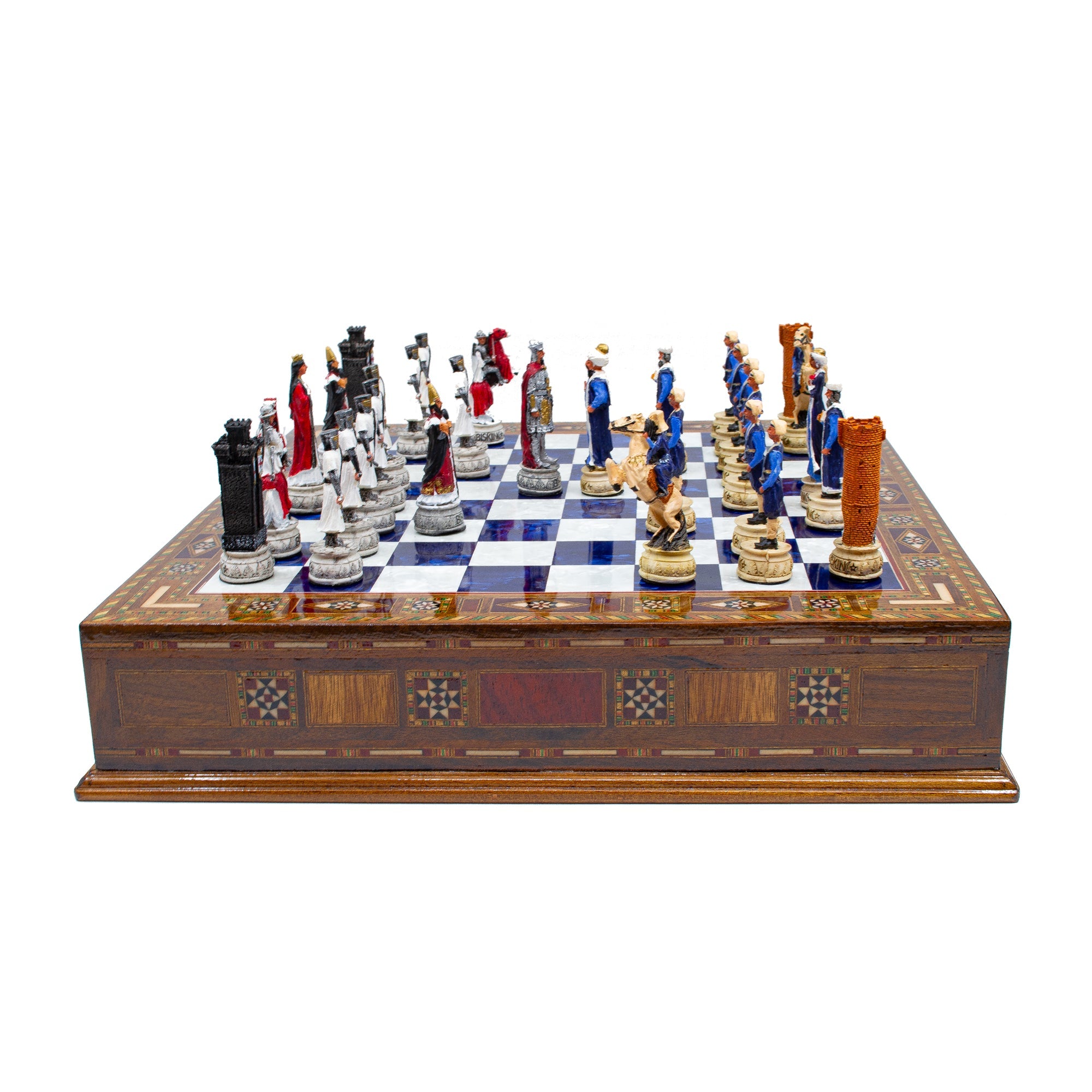 Crusaders and Ottoman Army’s Hand Painted Themed Chess Set With Storage Drawer My Chess Sets