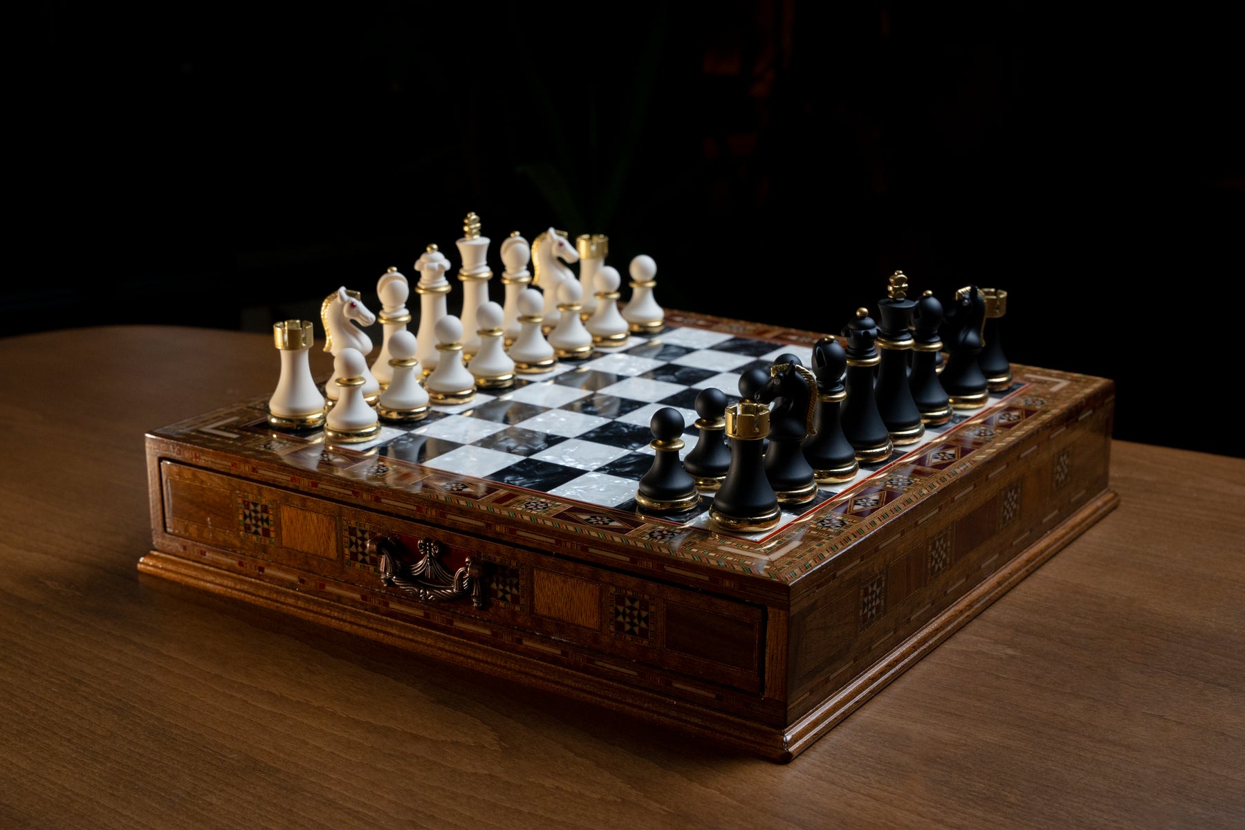 Custom Luxury Chess Set With Storage Units (Walnut) – My Chess Sets