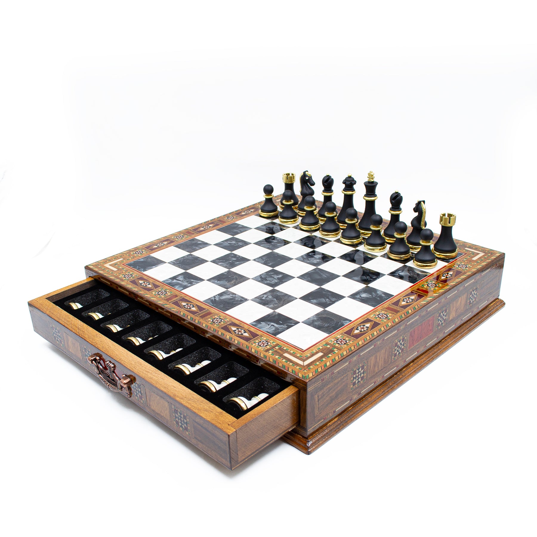 Custom Luxury Chess Set With Storage Units (Walnut) – My Chess Sets