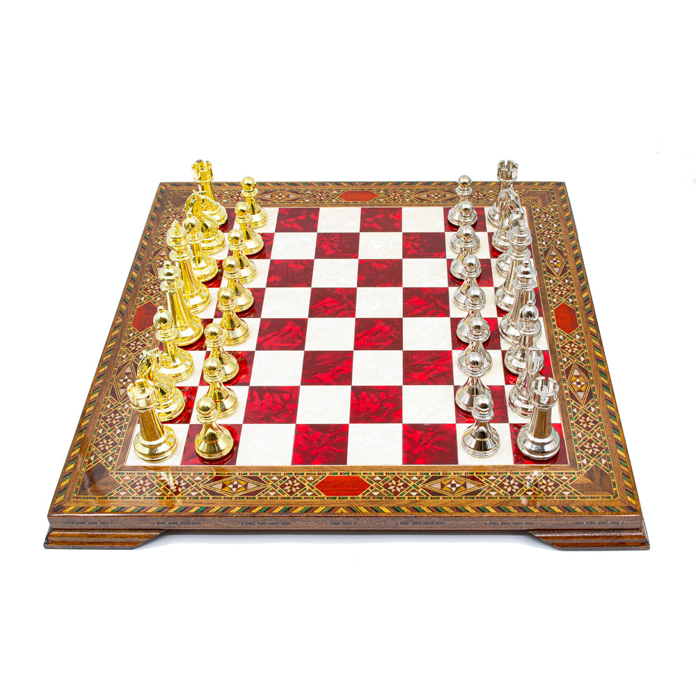 Mosaic Wooden Chess Board with Classic Chess PiecesMy Chess Sets