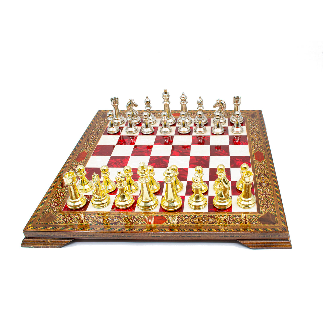 Mosaic Wooden Chess Board with Classic Chess PiecesMy Chess Sets