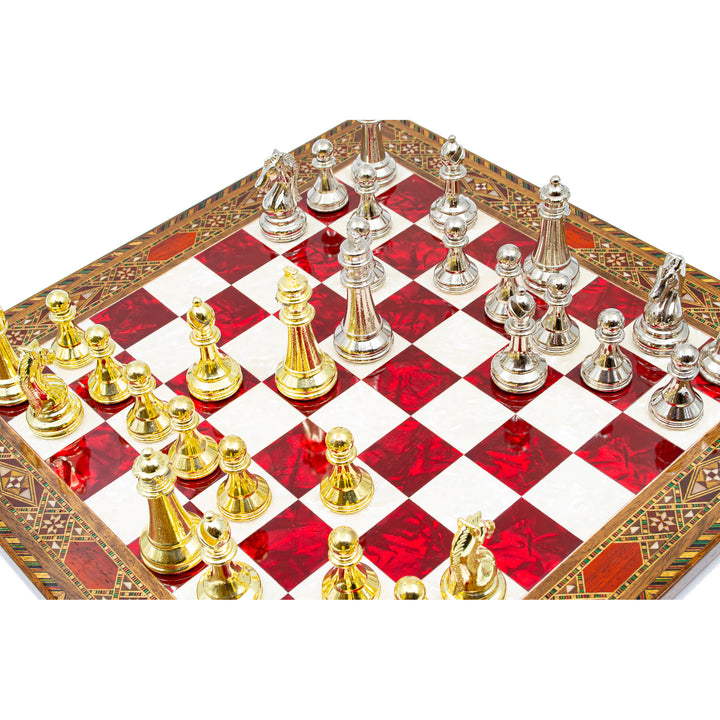 Mosaic Wooden Chess Board with Classic Chess PiecesMy Chess Sets