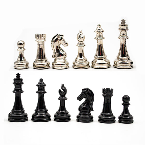 Black And Silver Luxurious Metal Chess Pieces