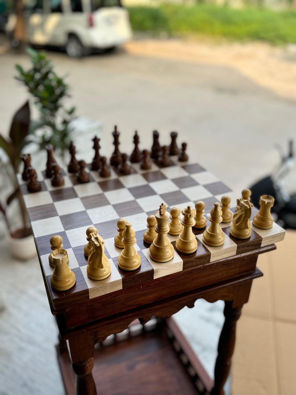 Hand Crafted Wooden Chess Table