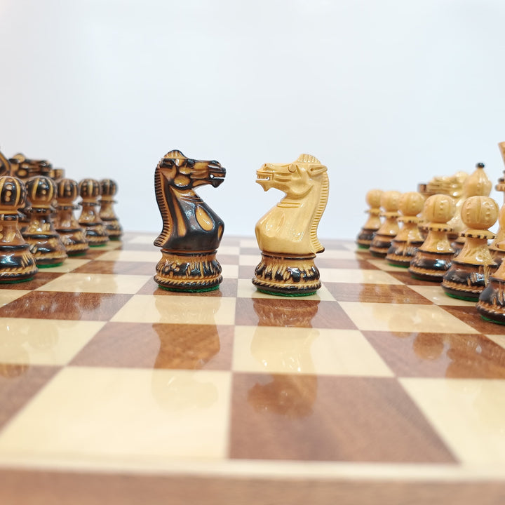 Hand Carved Burnt Luxury Staunton Chess Pieces