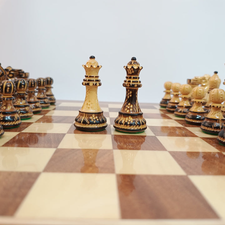 Hand Carved Burnt Luxury Staunton Chess Pieces