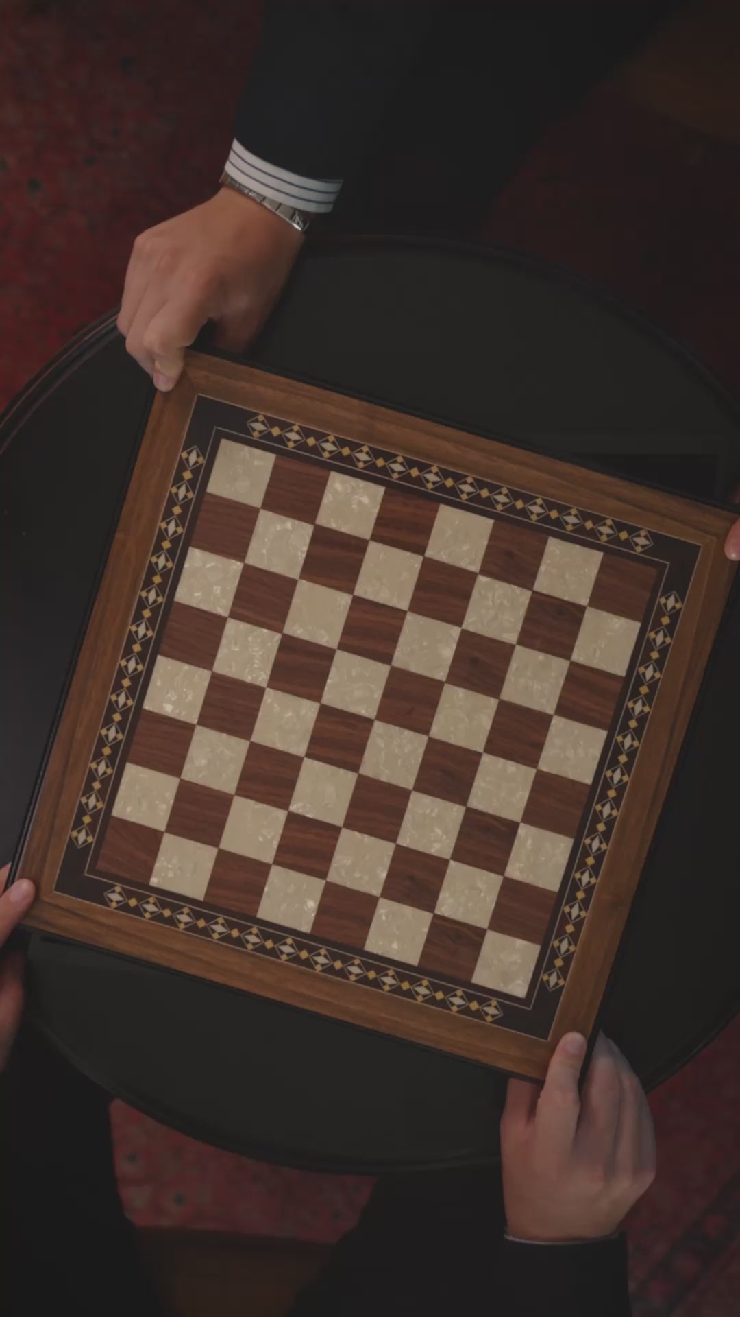 Personalized Handcrafted Wooden Chess Set with Storage Drawer - Walnut & Rosewood