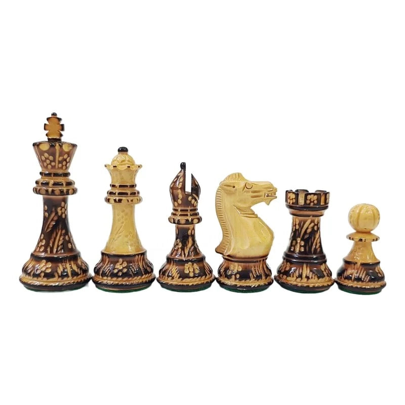 Hand Carved Burnt Luxury Staunton Chess Pieces